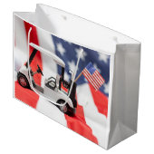 Golfkar en vlag van Amerika onder Amerikaanse vlag Groot Cadeauzakje (Voorkant Gekanteld)