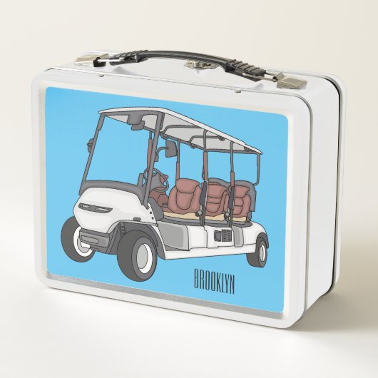 Golfkar / golfbuggy cartoon illustratie (Achterkant)