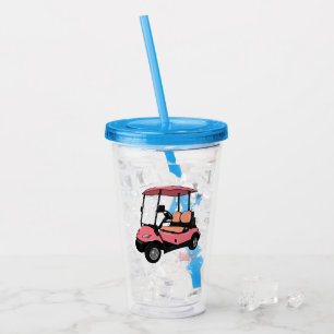 Golfkar / golfbuggy cartoon illustratie acryl drinkbeker