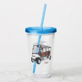 Golfkar / golfbuggy cartoon illustratie acryl drinkbeker (Achterkant)