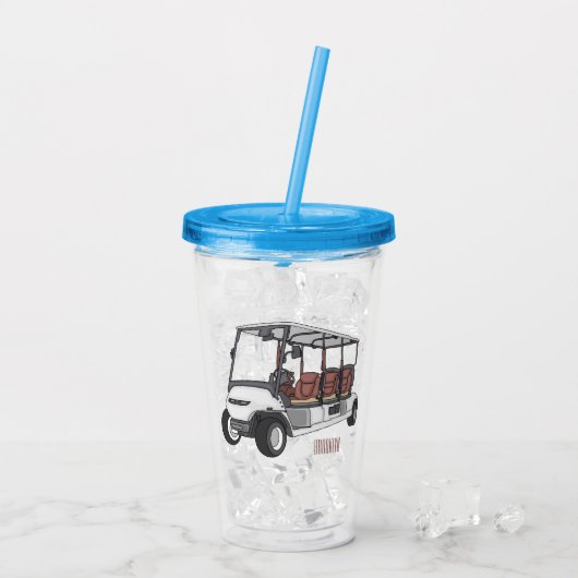 Golfkar / golfbuggy cartoon illustratie acryl drinkbeker (Achterkant ijs)