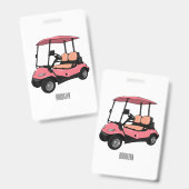 Golfkar / golfbuggy cartoon illustratie badge (Voor- en achterkant)