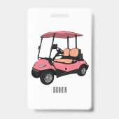 Golfkar / golfbuggy cartoon illustratie badge (Achterkant)