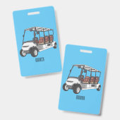 Golfkar / golfbuggy cartoon illustratie badge (Voor- en achterkant)