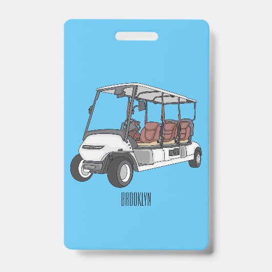 Golfkar / golfbuggy cartoon illustratie badge (Voorzijde)