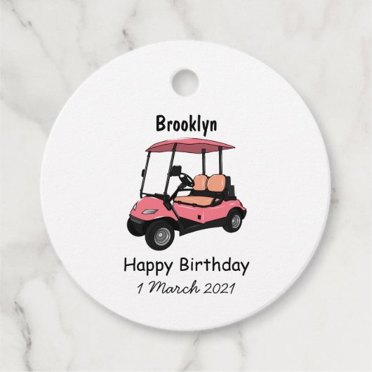Golfkar / golfbuggy cartoon illustratie bedankjes labels (Voorkant)