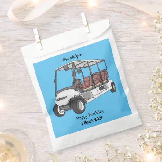 Golfkar / golfbuggy cartoon illustratie bedankzakje (Geknipt)