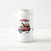 Golfkar / golfbuggy cartoon illustratie bierpul (Voorkant links)