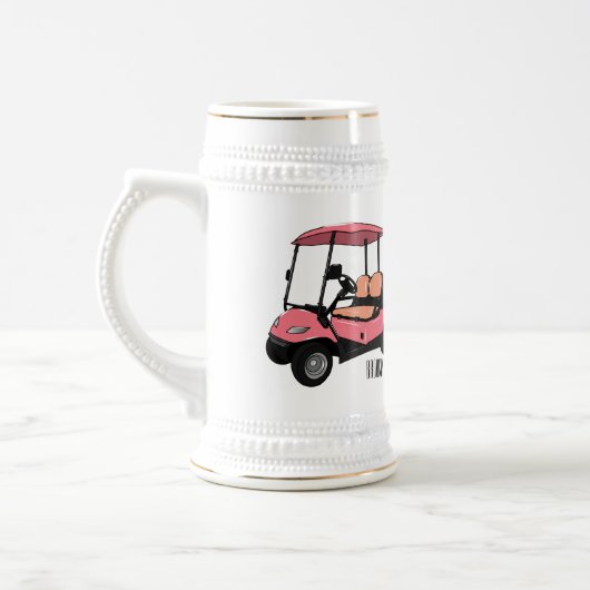Golfkar / golfbuggy cartoon illustratie bierpul (Links)
