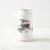 Golfkar / golfbuggy cartoon illustratie bierpul (Voorkant links)