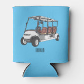 Golfkar / golfbuggy cartoon illustratie blikjeskoeler (Voorkant)