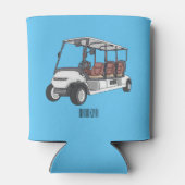 Golfkar / golfbuggy cartoon illustratie blikjeskoeler (Achterkant)