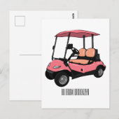 Golfkar / golfbuggy cartoon illustratie briefkaart (Voorkant / Achterkant)