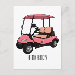 Golfkar / golfbuggy cartoon illustratie briefkaart