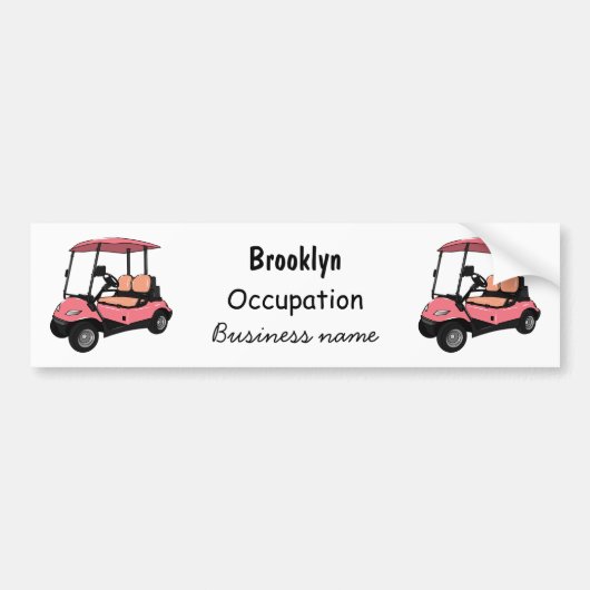 Golfkar / golfbuggy cartoon illustratie bumpersticker (Voorkant)