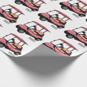Golfkar / golfbuggy cartoon illustratie cadeaupapier (Hoek)