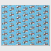 Golfkar / golfbuggy cartoon illustratie cadeaupapier (Vlak)