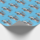 Golfkar / golfbuggy cartoon illustratie cadeaupapier (Hoek)