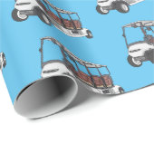 Golfkar / golfbuggy cartoon illustratie cadeaupapier (Rol Hoek)