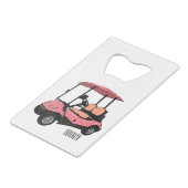 Golfkar / golfbuggy cartoon illustratie creditkaart flessenopener (Achterkant Gekanteld)