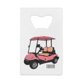 Golfkar / golfbuggy cartoon illustratie creditkaart flessenopener (Achterkant)