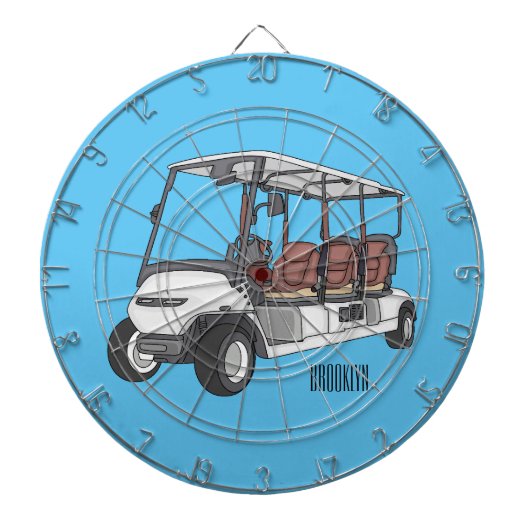 Golfkar / golfbuggy cartoon illustratie dartbord (Voorkant)