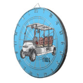 Golfkar / golfbuggy cartoon illustratie dartbord (Voorkant Rechts)