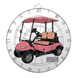 Golfkar / golfbuggy cartoon illustratie dartbord
