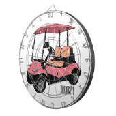 Golfkar / golfbuggy cartoon illustratie dartbord (Voorkant Rechts)
