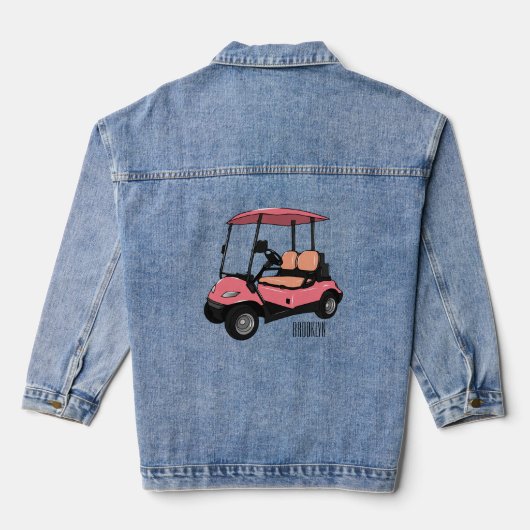 Golfkar / golfbuggy cartoon illustratie denim jacket (Achterkant)