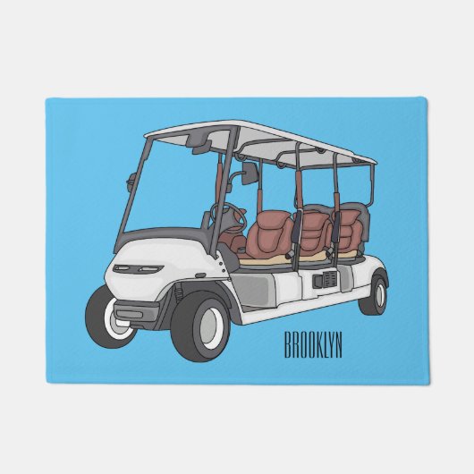 Golfkar / golfbuggy cartoon illustratie deurmat (Voorkant)