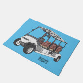 Golfkar / golfbuggy cartoon illustratie deurmat (Schuin)