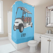 Golfkar / golfbuggy cartoon illustratie douchegordijn (In situ)