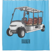 Golfkar / golfbuggy cartoon illustratie douchegordijn (Voorkant)