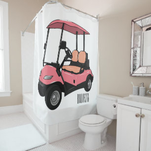 Golfkar / golfbuggy cartoon illustratie douchegordijn