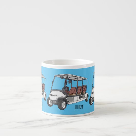 Golfkar / golfbuggy cartoon illustratie espresso kop (Voorkant)