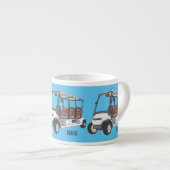 Golfkar / golfbuggy cartoon illustratie espresso kop (Voorkant rechts)