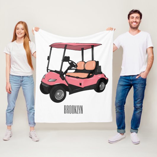 Golfkar / golfbuggy cartoon illustratie fleece deken (In situ)