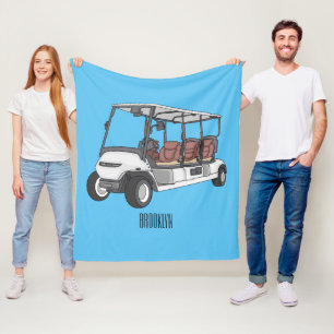 Golfkar / golfbuggy cartoon illustratie fleece deken