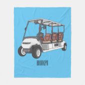 Golfkar / golfbuggy cartoon illustratie fleece deken (Voorkant)