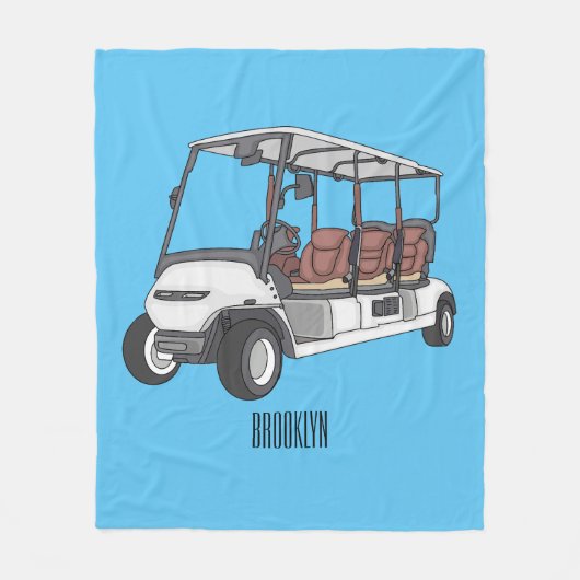 Golfkar / golfbuggy cartoon illustratie fleece deken (Voorkant)