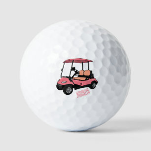 Golfkar / golfbuggy cartoon illustratie golfballen
