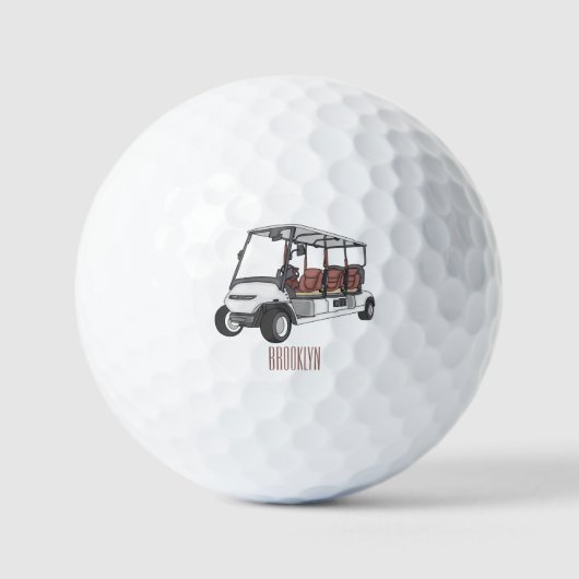 Golfkar / golfbuggy cartoon illustratie golfballen (Voorkant)