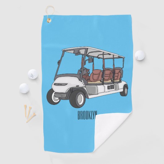 Golfkar / golfbuggy cartoon illustratie golfhanddoek (Insitu)