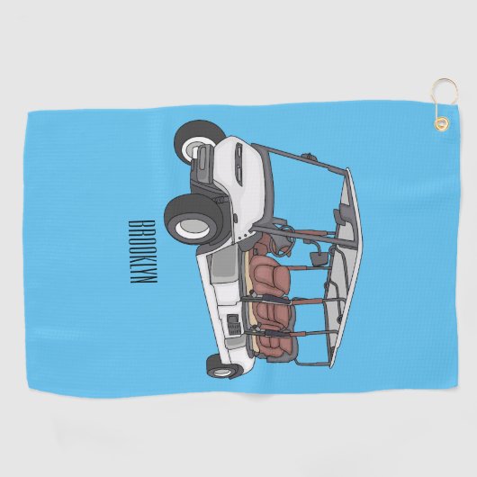 Golfkar / golfbuggy cartoon illustratie golfhanddoek (Horizontaal)