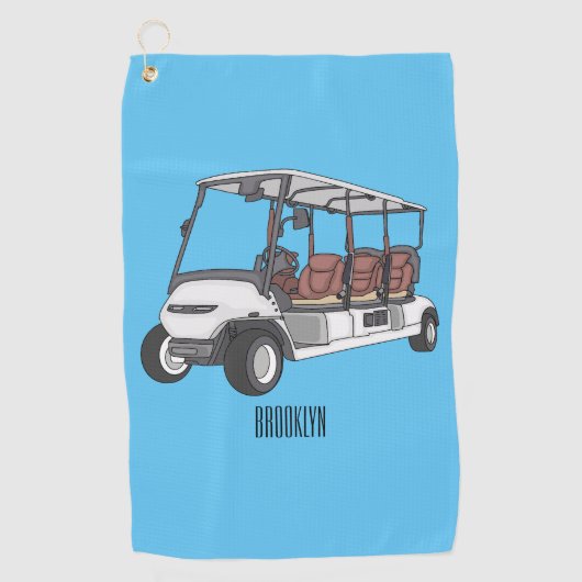 Golfkar / golfbuggy cartoon illustratie golfhanddoek (Voorkant)