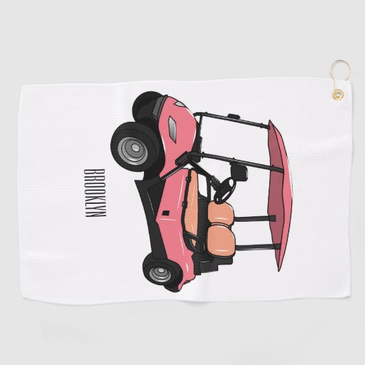 Golfkar / golfbuggy cartoon illustratie golfhanddoek (Horizontaal)