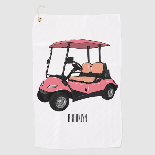 Golfkar / golfbuggy cartoon illustratie golfhanddoek (Voorkant)