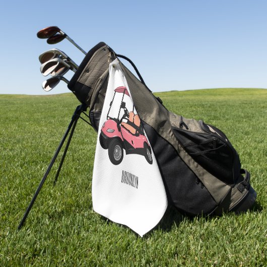 Golfkar / golfbuggy cartoon illustratie golfhanddoek (Groen)