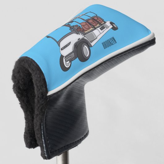 Golfkar / golfbuggy cartoon illustratie golfheadcover (3/4 voorkant)